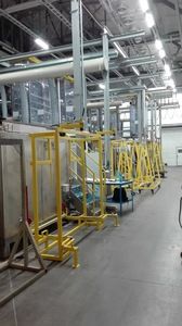 Semi-automatic single-row line for the application and removal of wax insulating coatings, line for the removal of low quality coatings.